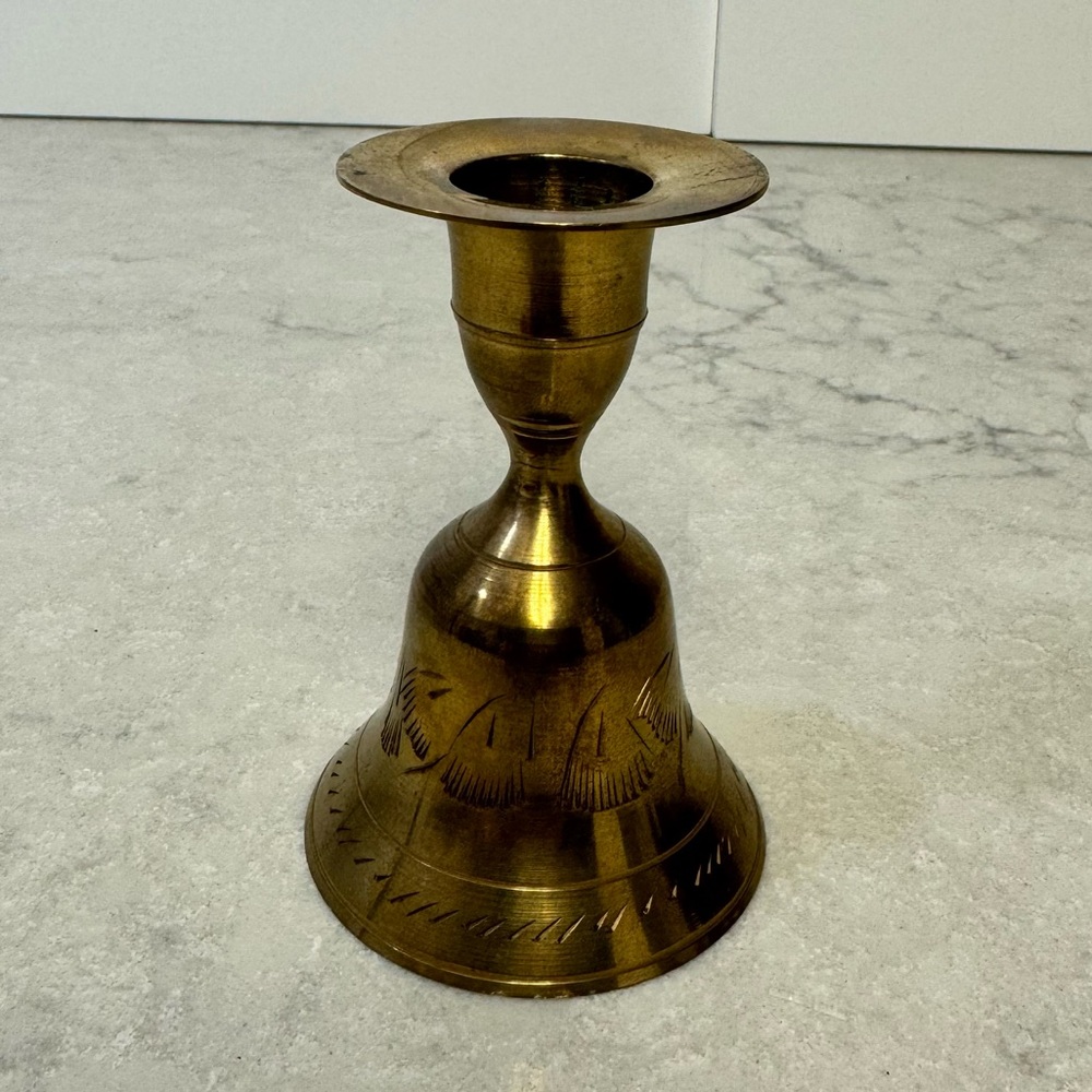 Vintage Brass Candlestick and Bell combo